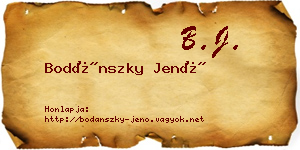 Bodánszky Jenő névjegykártya